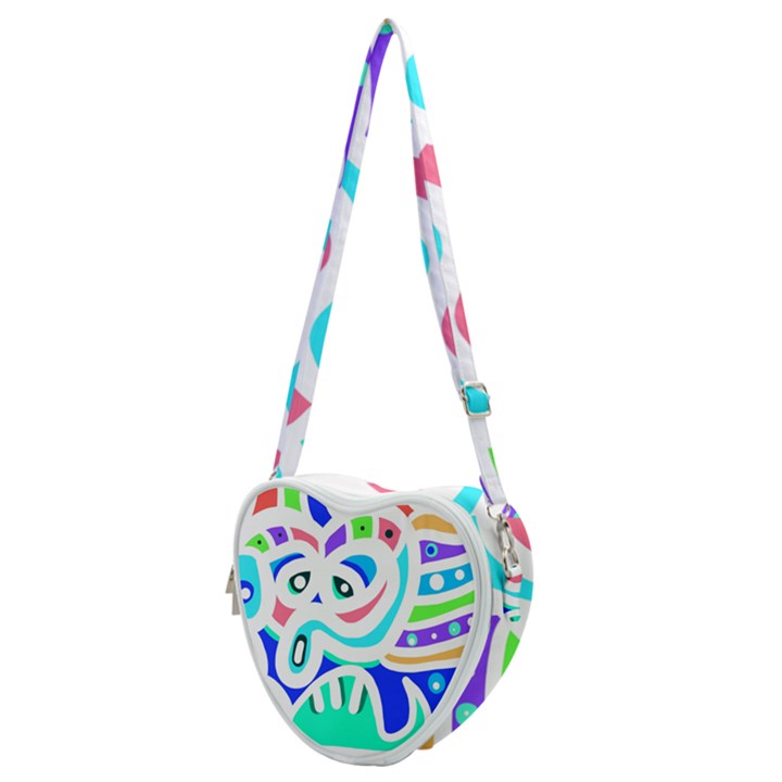 Crazy Pop Art - Doodle Animals   Heart Shoulder Bag