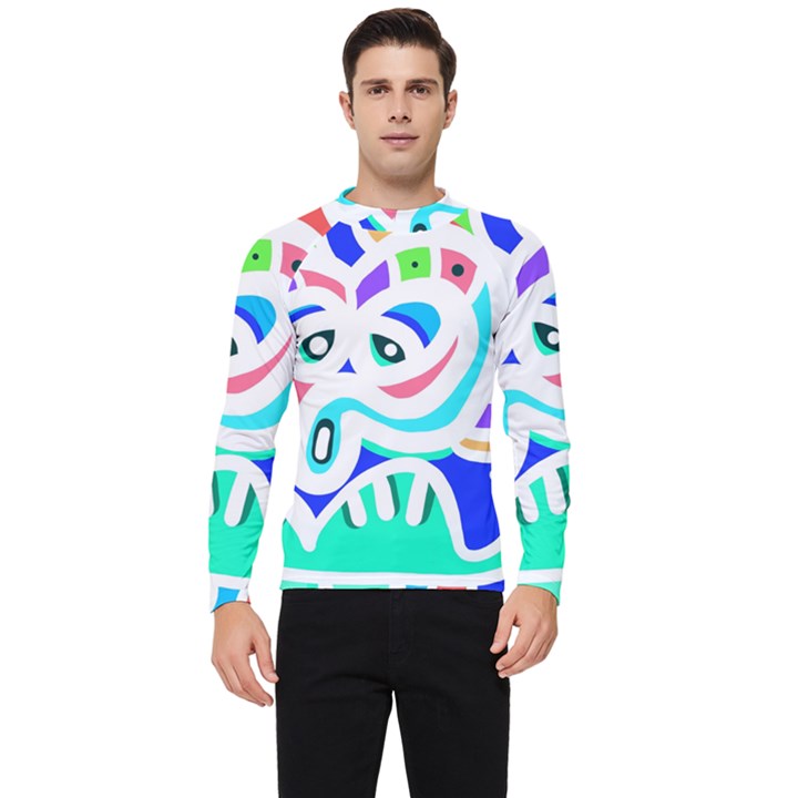 Crazy Pop Art - Doodle Animals   Men s Long Sleeve Rash Guard