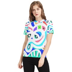 Crazy Pop Art - Doodle Animals   Women s Short Sleeve Rash Guard by ConteMonfrey