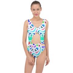 Crazy Pop Art - Doodle Animals   Center Cut Out Swimsuit by ConteMonfrey