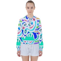 Crazy Pop Art - Doodle Animals   Women s Tie Up Sweat by ConteMonfrey