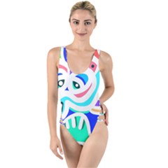 Crazy Pop Art - Doodle Animals   High Leg Strappy Swimsuit by ConteMonfrey