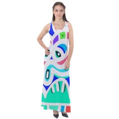 Crazy Pop Art - Doodle Animals   Sleeveless Velour Maxi Dress by ConteMonfrey