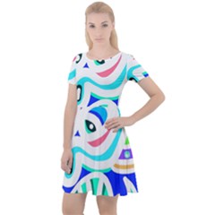 Crazy Pop Art - Doodle Animals   Cap Sleeve Velour Dress  by ConteMonfrey