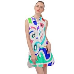 Crazy Pop Art - Doodle Animals   Sleeveless Shirt Dress by ConteMonfrey