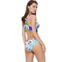 Crazy Pop Art - Doodle Animals   Low Cut Ruffle Edge Bikini Set View3