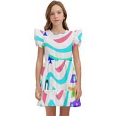 Crazy Pop Art - Doodle Animals   Kids  Winged Sleeve Dress by ConteMonfrey