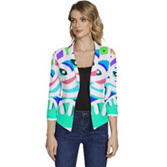 Crazy Pop Art - Doodle Animals   Women s Casual 3/4 Sleeve Spring Jacket by ConteMonfrey