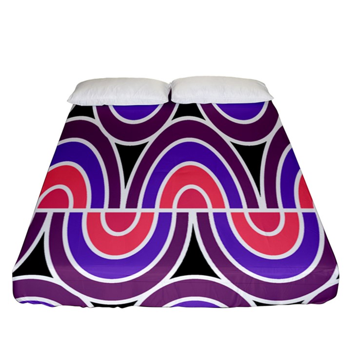 Pink, blue, black, purple Tones Pop Art  Fitted Sheet (Queen Size)