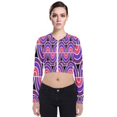 Pink, Blue, Black, Purple Tones Pop Art  Long Sleeve Zip Up Bomber Jacket by ConteMonfrey