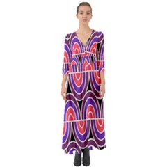 Pink, Blue, Black, Purple Tones Pop Art  Button Up Boho Maxi Dress by ConteMonfrey