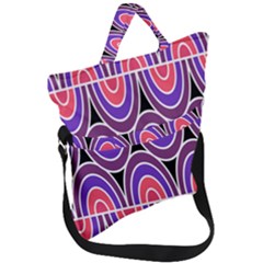 Pink, Blue, Black, Purple Tones Pop Art  Fold Over Handle Tote Bag by ConteMonfrey