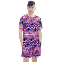 Pink, Blue, Black, Purple Tones Pop Art  Men s Mesh Tee And Shorts Set