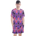 Pink, blue, black, purple Tones Pop Art  Men s Mesh Tee and Shorts Set View1