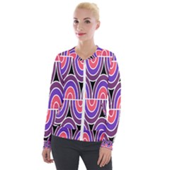 Pink, Blue, Black, Purple Tones Pop Art  Velvet Zip Up Jacket by ConteMonfrey