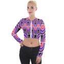 Pink, blue, black, purple Tones Pop Art  Long Sleeve Cropped Velvet Jacket View1