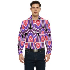 Pink, Blue, Black, Purple Tones Pop Art  Men s Long Sleeve Pocket Shirt  by ConteMonfrey