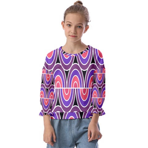 Pink, Blue, Black, Purple Tones Pop Art  Kids  Cuff Sleeve Top by ConteMonfrey