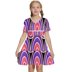 Pink, Blue, Black, Purple Tones Pop Art  Kids  Short Sleeve Tiered Mini Dress by ConteMonfrey