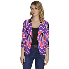 Pink, Blue, Black, Purple Tones Pop Art  Women s One-button 3/4 Sleeve Short Jacket