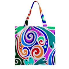 Crazy Pop Art - Doodle Circles   Zipper Grocery Tote Bag by ConteMonfrey