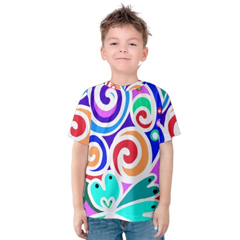 Crazy Pop Art - Doodle Circles   Kids  Cotton Tee by ConteMonfrey