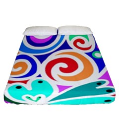 Crazy Pop Art - Doodle Circles   Fitted Sheet (queen Size) by ConteMonfrey