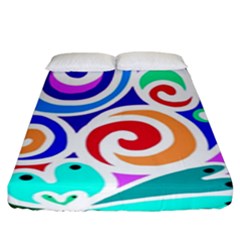 Crazy Pop Art - Doodle Circles   Fitted Sheet (king Size) by ConteMonfrey