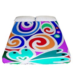 Crazy Pop Art - Doodle Circles   Fitted Sheet (california King Size) by ConteMonfrey