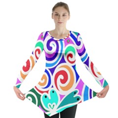 Crazy Pop Art - Doodle Circles   Long Sleeve Tunic  by ConteMonfrey