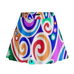 Crazy Pop Art - Doodle Circles   Mini Flare Skirt by ConteMonfrey