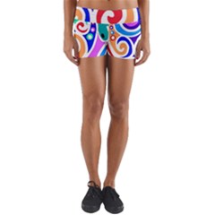 Crazy Pop Art - Doodle Circles   Yoga Shorts by ConteMonfrey