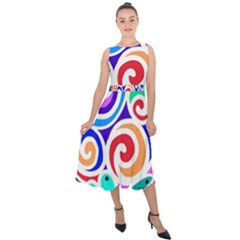 Crazy Pop Art - Doodle Circles   Midi Tie-back Chiffon Dress by ConteMonfrey