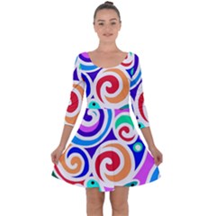 Crazy Pop Art - Doodle Circles   Quarter Sleeve Skater Dress by ConteMonfrey