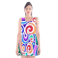 Crazy Pop Art - Doodle Circles   Scoop Neck Skater Dress by ConteMonfrey