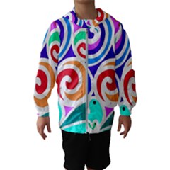 Crazy Pop Art - Doodle Circles   Kids  Hooded Windbreaker