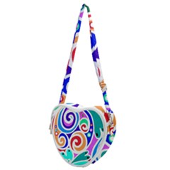 Crazy Pop Art - Doodle Circles   Heart Shoulder Bag by ConteMonfrey