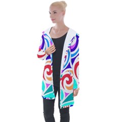 Crazy Pop Art - Doodle Circles   Longline Hooded Cardigan by ConteMonfrey