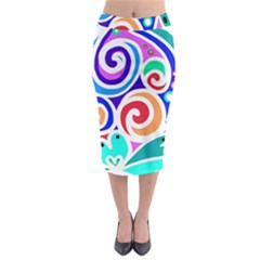 Crazy Pop Art - Doodle Circles   Midi Pencil Skirt by ConteMonfrey