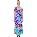 Crazy Pop Art - Doodle Circles   High Waist Short Sleeve Maxi Dress View1