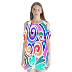 Crazy Pop Art - Doodle Circles   Shoulder Cutout Velvet One Piece by ConteMonfrey