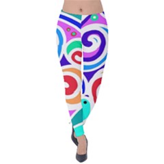 Crazy Pop Art - Doodle Circles   Velvet Leggings by ConteMonfrey