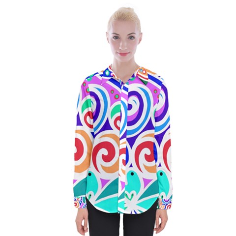 Crazy Pop Art - Doodle Circles   Womens Long Sleeve Shirt by ConteMonfrey