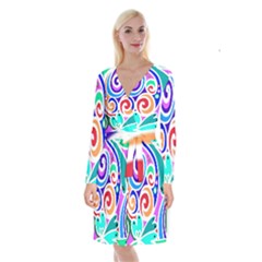 Crazy Pop Art - Doodle Circles   Long Sleeve Velvet Front Wrap Dress by ConteMonfrey