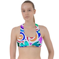 Crazy Pop Art - Doodle Circles   Criss Cross Racerback Sports Bra by ConteMonfrey