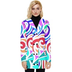 Crazy Pop Art - Doodle Circles   Button Up Hooded Coat  by ConteMonfrey