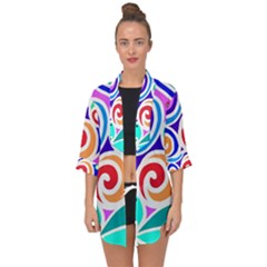 Crazy Pop Art - Doodle Circles   Open Front Chiffon Kimono by ConteMonfrey