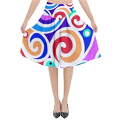 Crazy Pop Art - Doodle Circles   Flared Midi Skirt by ConteMonfrey