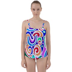 Crazy Pop Art - Doodle Circles   Twist Front Tankini Set by ConteMonfrey