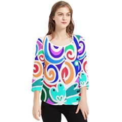 Crazy Pop Art - Doodle Circles   Chiffon Quarter Sleeve Blouse by ConteMonfrey